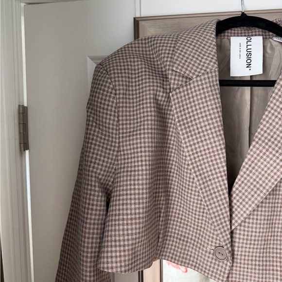 ASOS collusion Cropped Check Blazer - Taupe Houndstooth - Picture 4 of 5